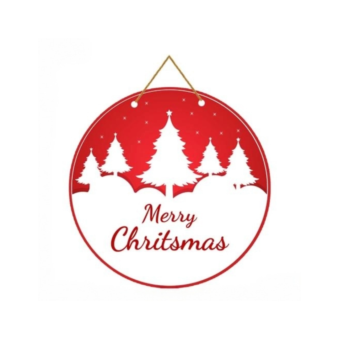 Classic Red and White Tree Silhouette Sign