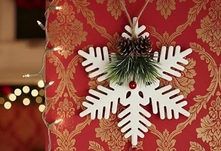 Glittered Snowflake Ornament with Pinecone and Berry Accents