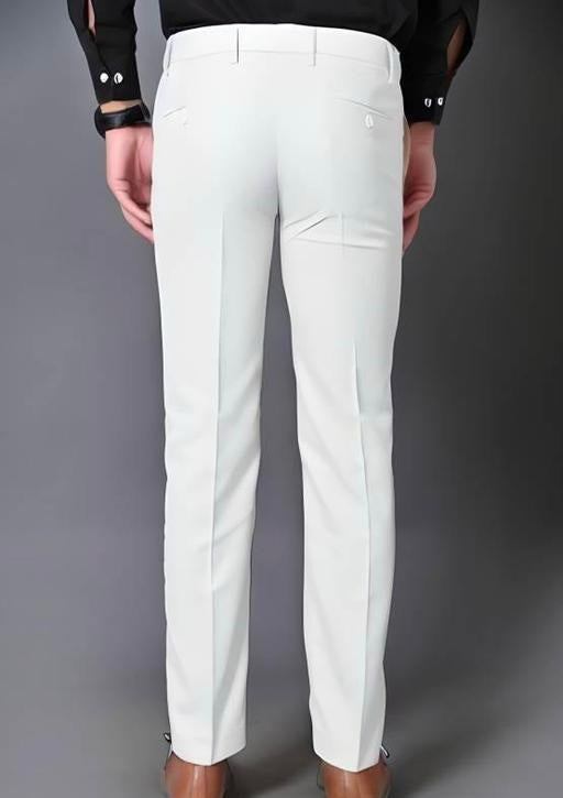 Men Regular Cotton White Pant