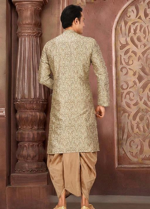 Premium Jacquard Art Silk Kurta Dhoti Set for Men