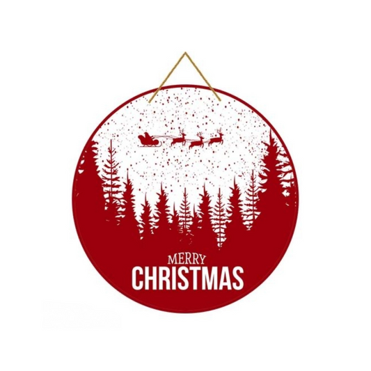 Flying Santa Winter Scene Christmas Plaque