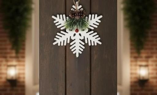 Glittered Snowflake Ornament with Pinecone and Berry Accents