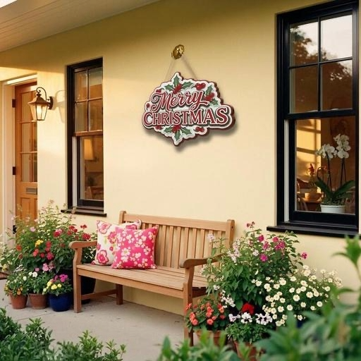 Premium 3D-Effect Holly 'Merry Christmas' Wooden Hanging Plaque