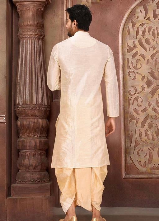Royale Ethnic Art Silk Kurta & Dhoti Set for Men