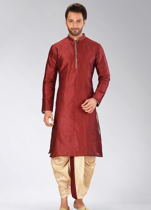 Royale Ethnic Art Silk Kurta & Dhoti Set for Men