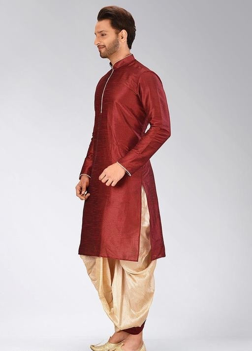 Royale Ethnic Art Silk Kurta & Dhoti Set for Men