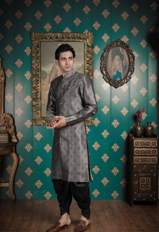 Modern Royal Jacquard Sherwani Set for Men