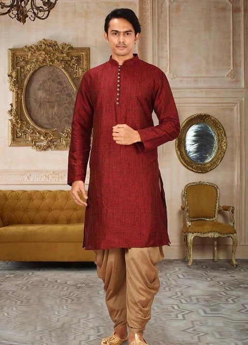 Elegant Jacquard Kurta Dhoti Set for Men