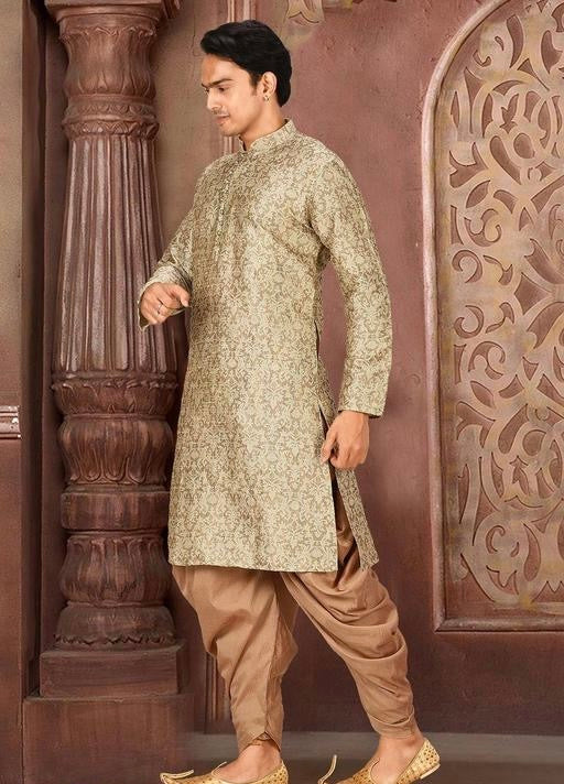 Elegant Jacquard Kurta Dhoti Set for Men