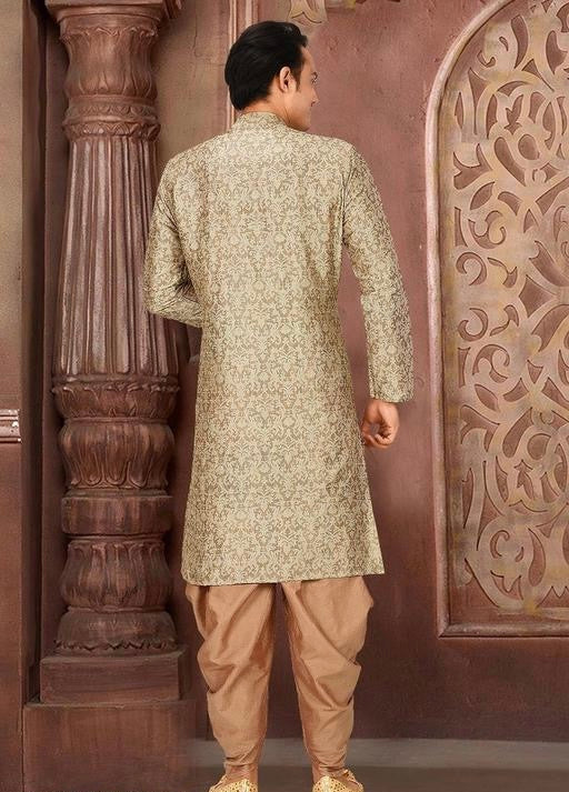 Elegant Jacquard Kurta Dhoti Set for Men