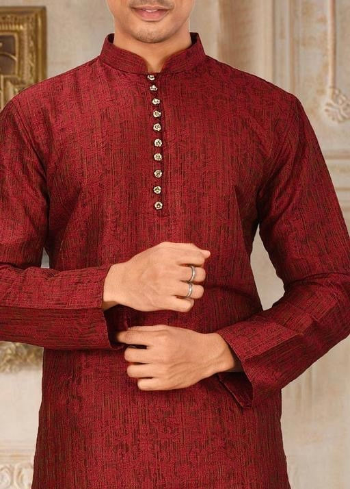 Premium Jacquard Art Silk Kurta Dhoti Set for Men