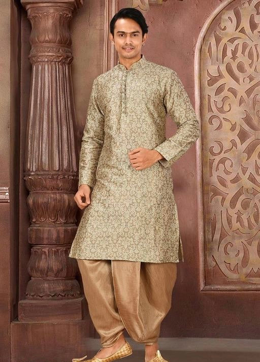 Premium Jacquard Art Silk Kurta Dhoti Set for Men