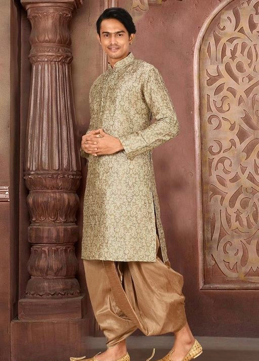 Premium Jacquard Art Silk Kurta Dhoti Set for Men